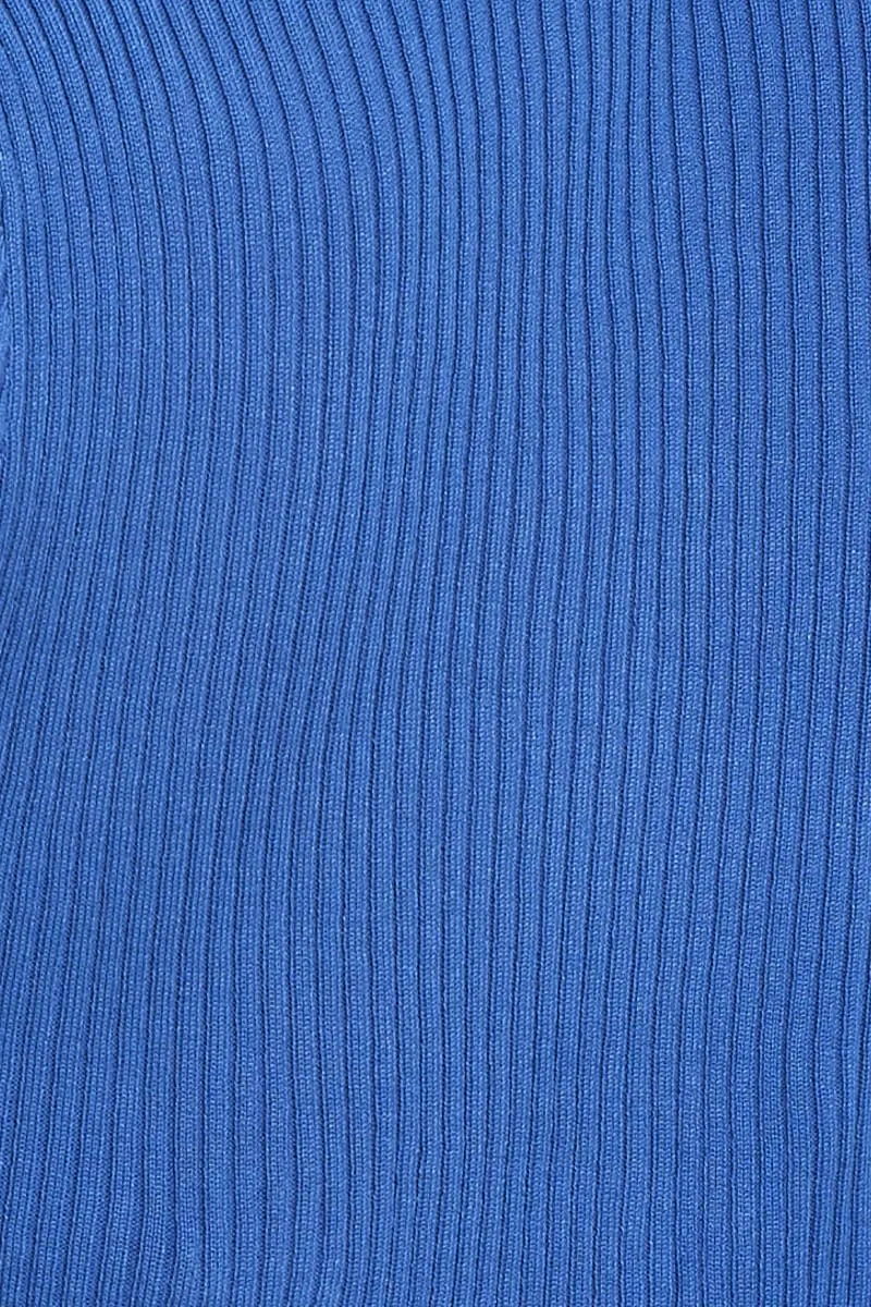Blue Knit Cardigan Short Sleeve