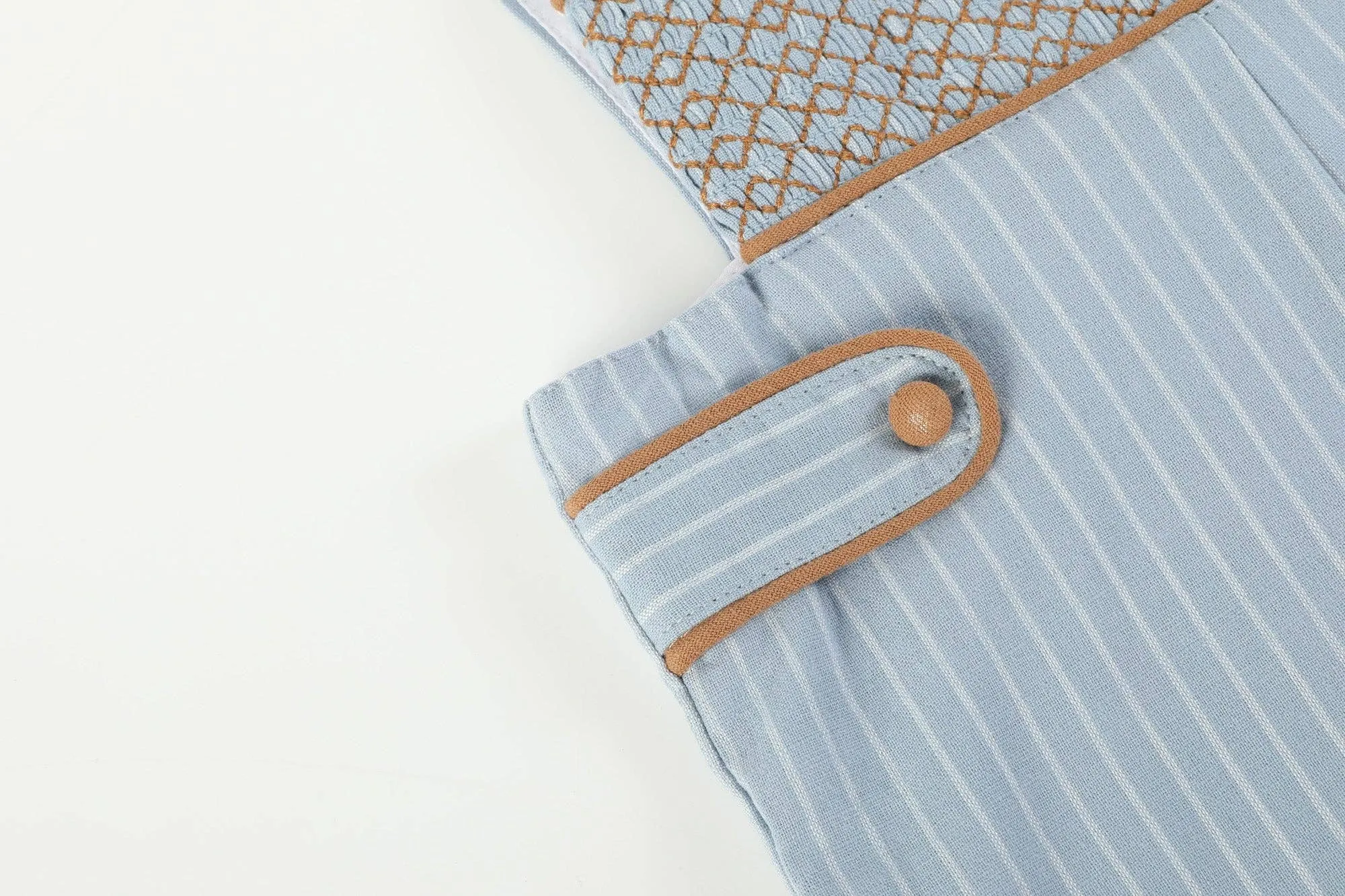 Blue Pinstripe Smocked Overalls