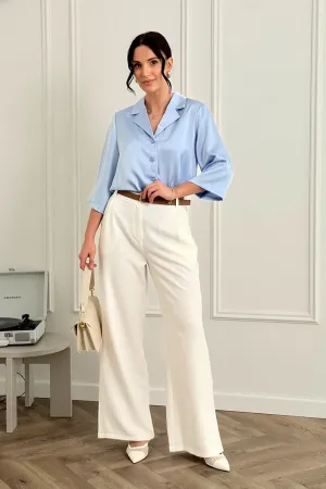 Blue silk shirt with jacket collar