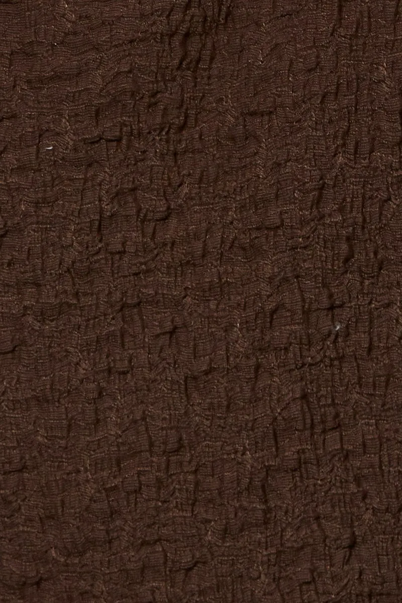 Brown Crop Cardigan Long Sleeve Tie Front