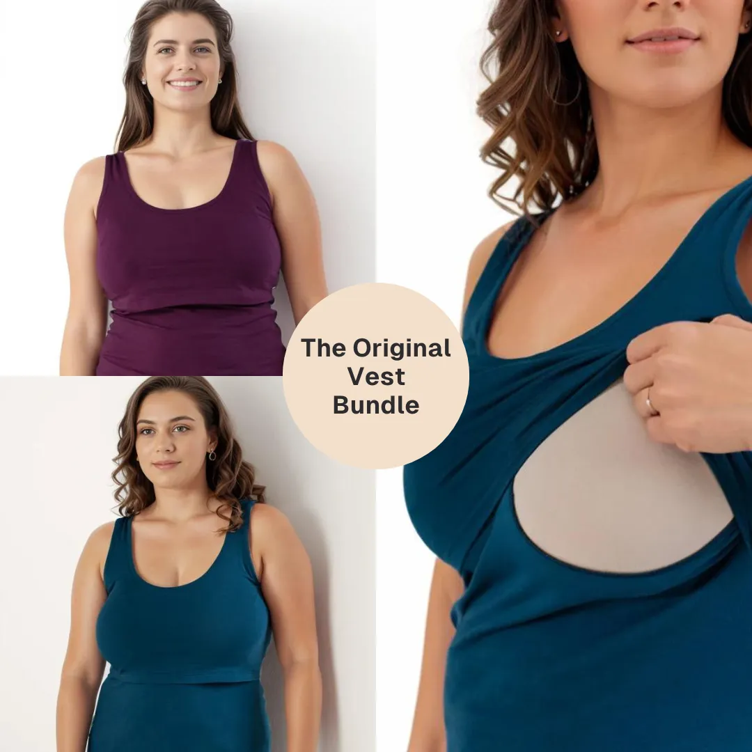 Bshirt Nursing Vest - Twin Pack -Teal & Plum