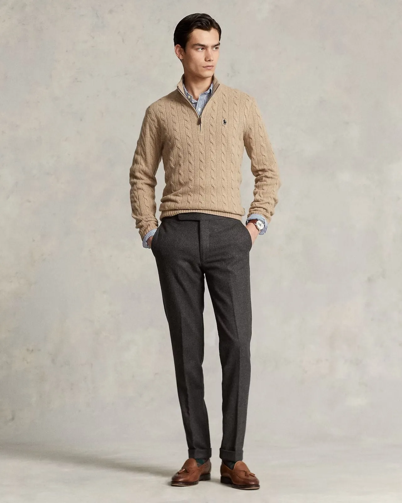 Cable-Knit Wool-Pullover
