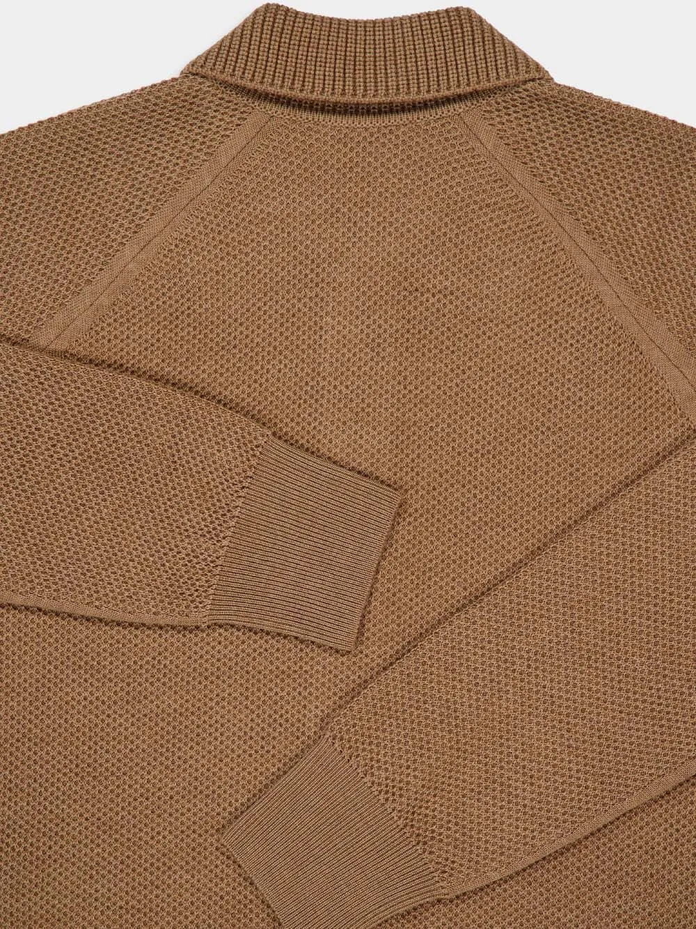 Camel Virgin Wool Button-Up Overshirt