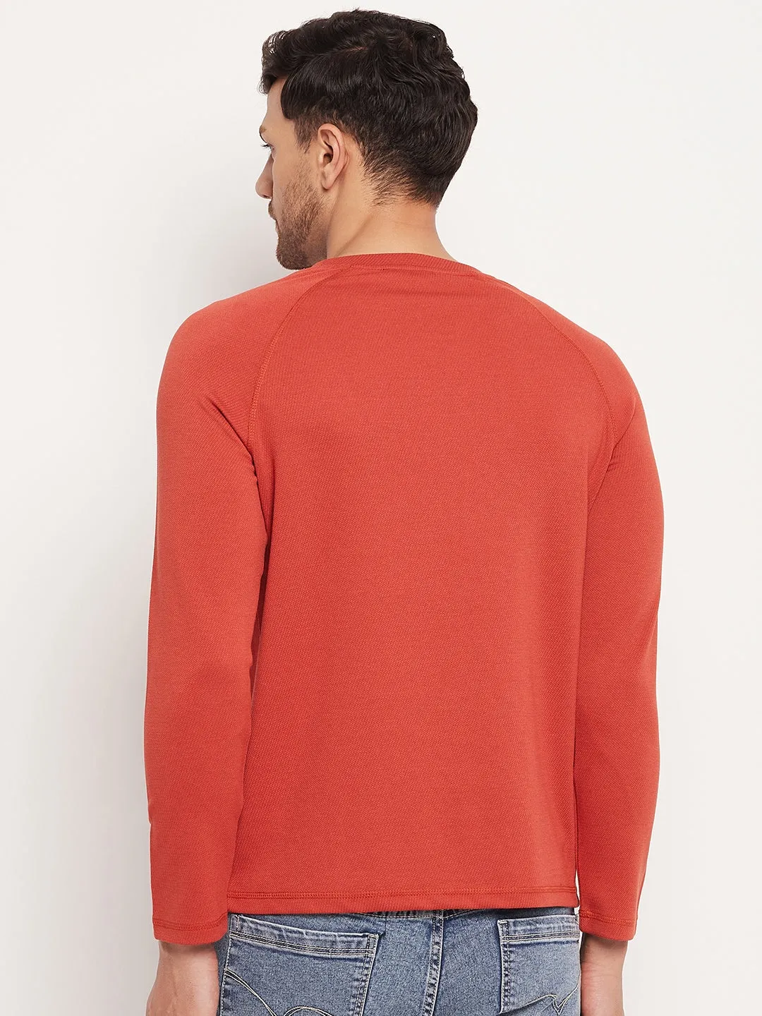 Camla Barcelona Round Neck Rust Red Long Sleeve T-Shirt