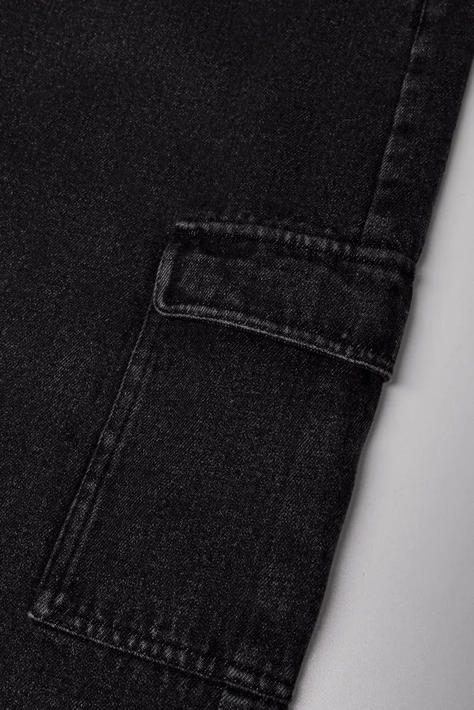 Cargo Denim Skirt Black
