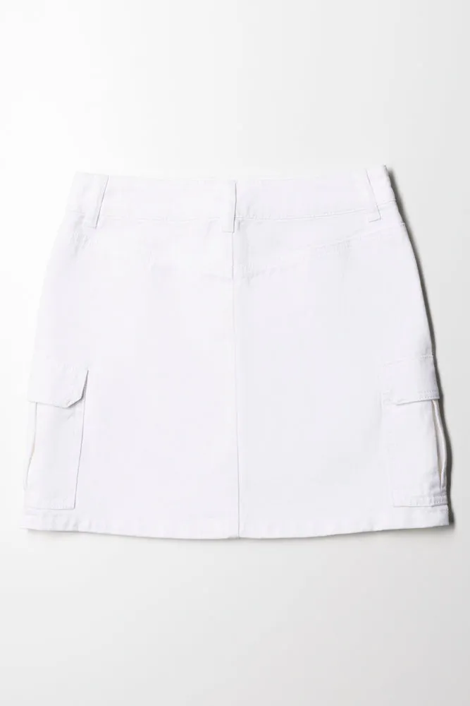 Cargo Mini Skirt White