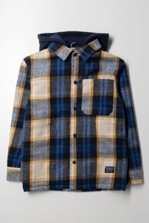 Check Shacket Blue & Yellow