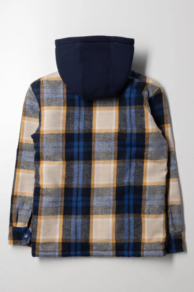 Check Shacket Blue & Yellow