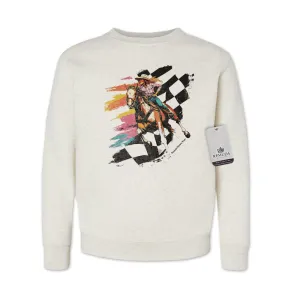 Checkered Flag Neon Cowgirl - Youth Girls Western Sweatshirt