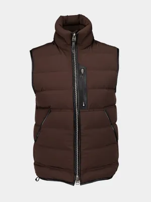 Chocolate Sleeveless Funnel Neck Gilet