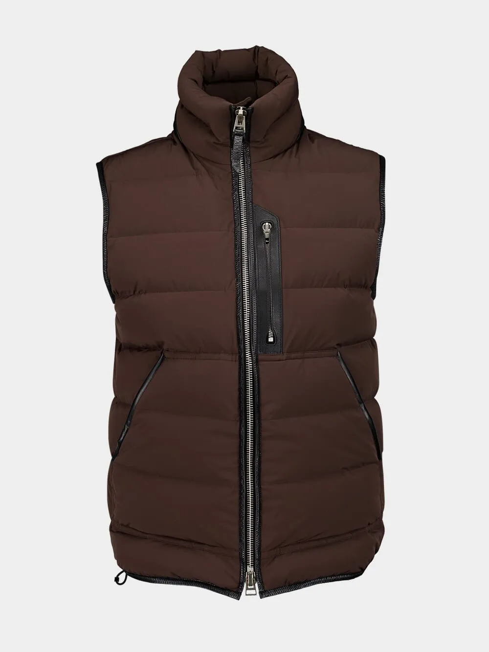 Chocolate Sleeveless Funnel Neck Gilet