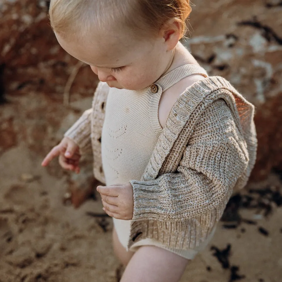 Chunky Rib Hoodie Cardigan - Ecru