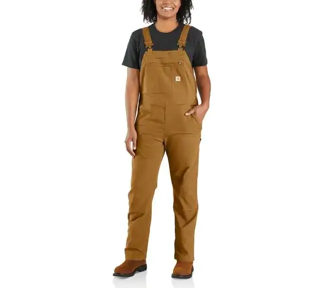 CL102438-L Tall-CarhBrn Carhartt Double Front Bib UNLINED Overalls "Crawford"