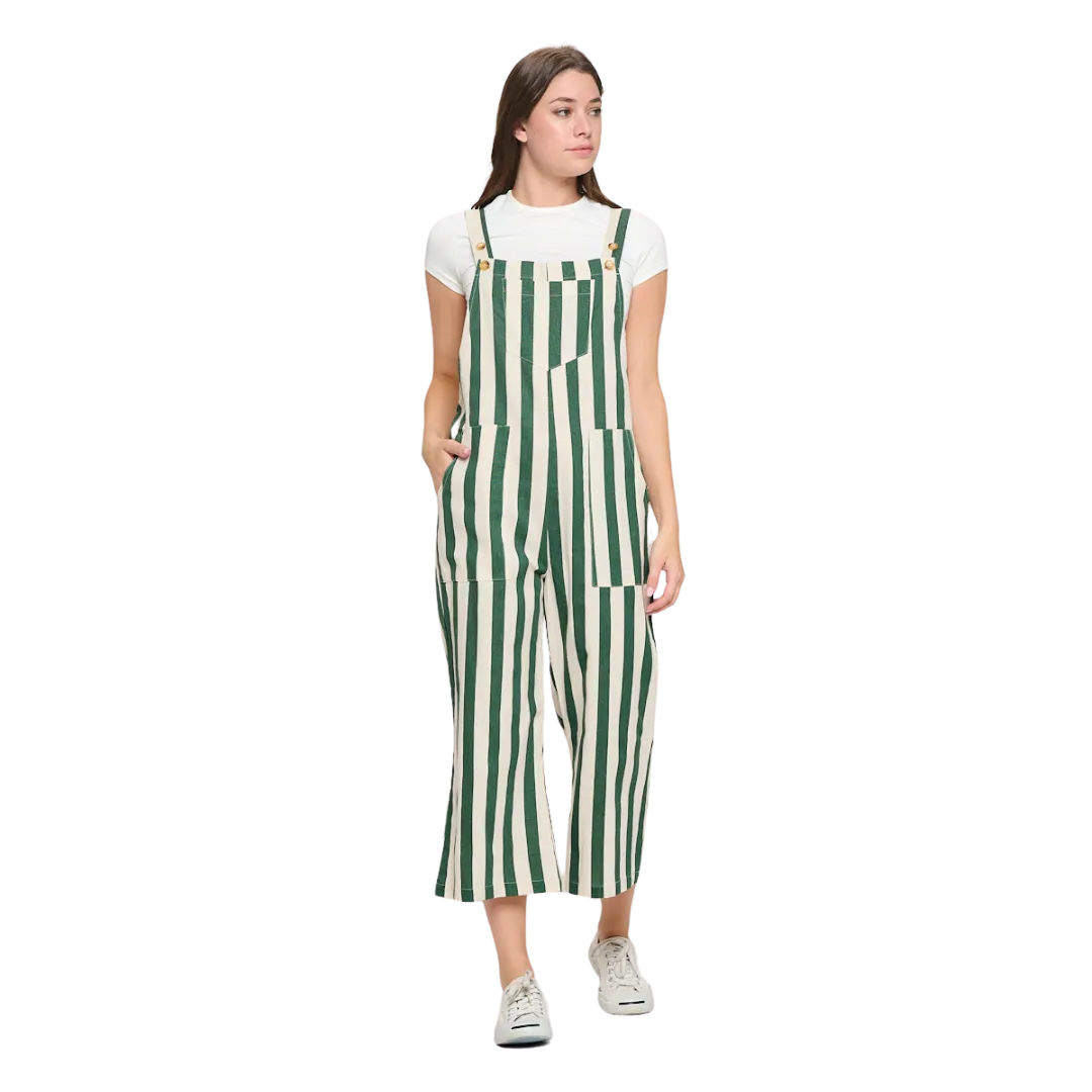 Classic Stripes Print Overalls