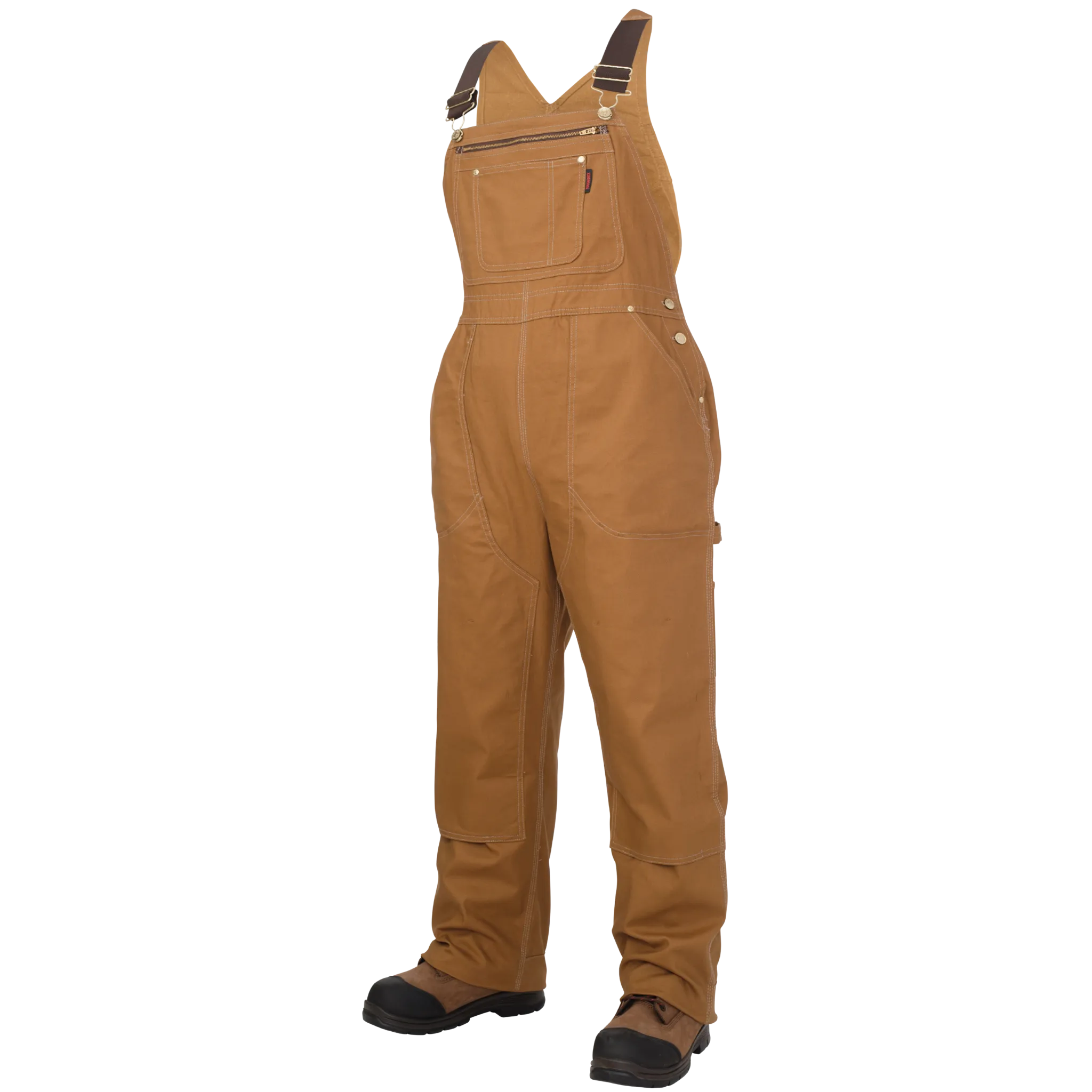 CLWB061-Brown Women's Tough Duck Bib Overall Unlined Stretch