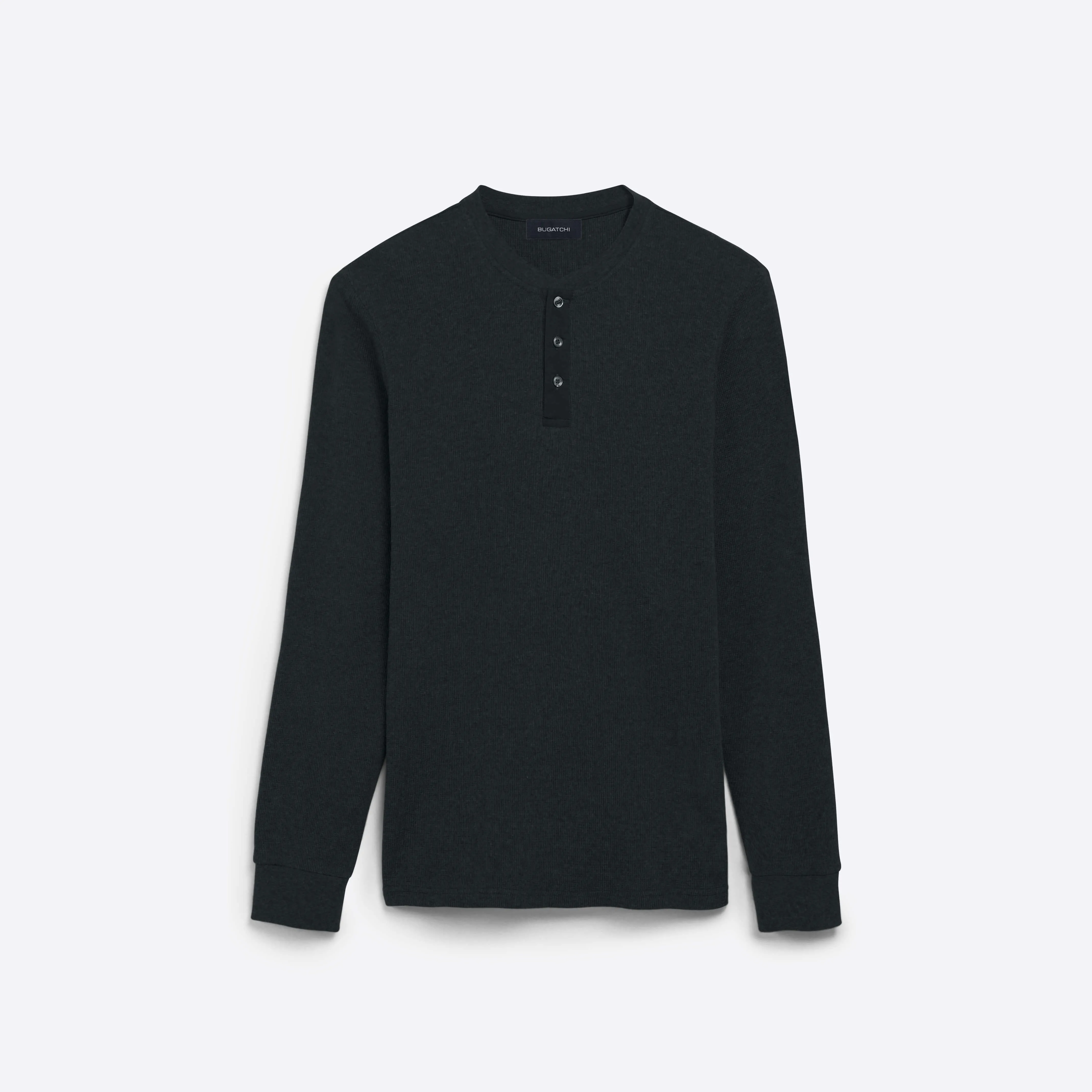 COMFORT Heather Waffle Knit Three Button Henley
