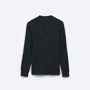 COMFORT Heather Waffle Knit Three Button Henley