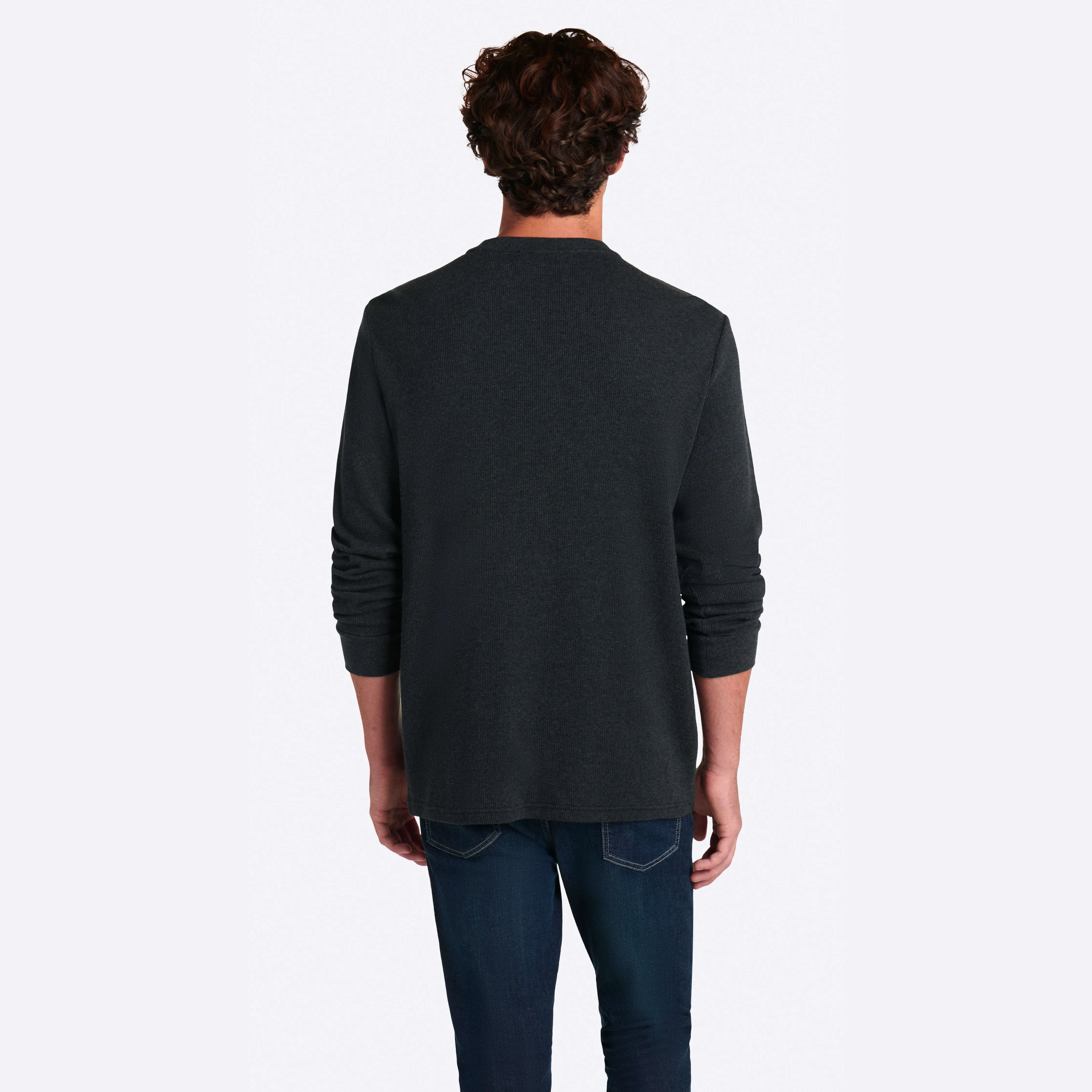 COMFORT Heather Waffle Knit Three Button Henley
