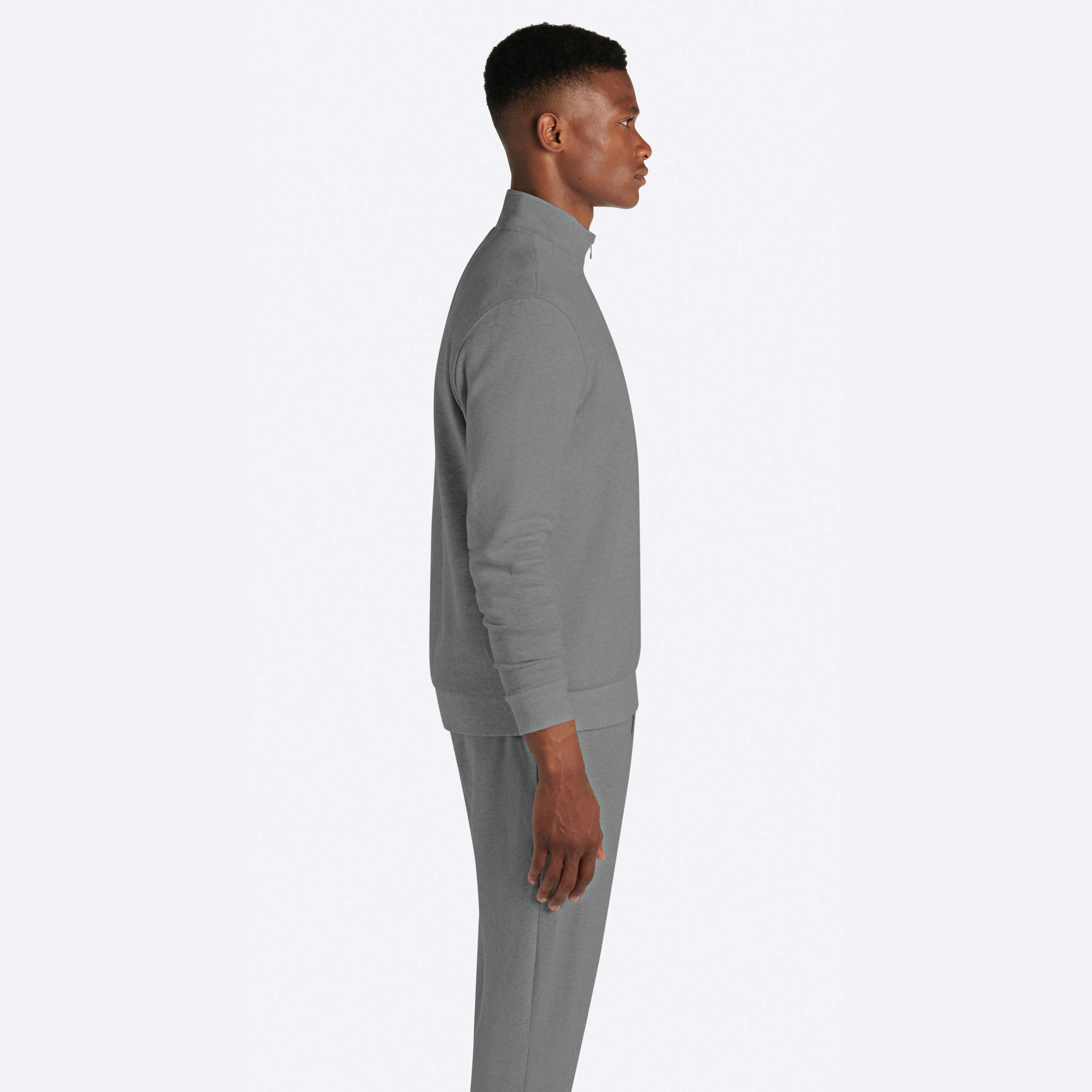 COMFORT Solid Heather Quarter Zip Mock Neck Pullover