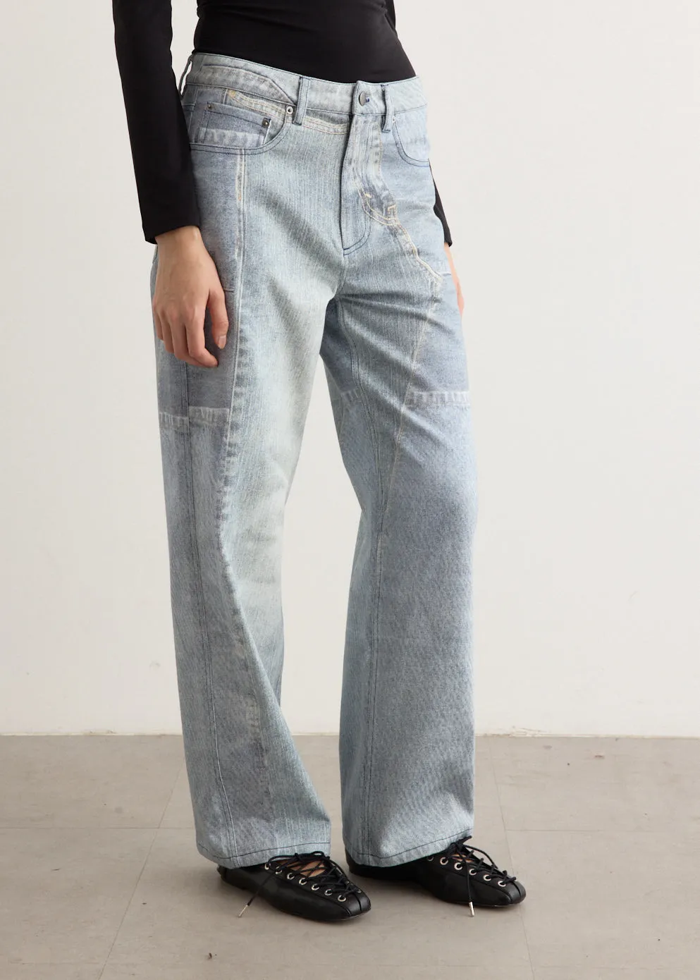 Crash Baggy Printed Jeans