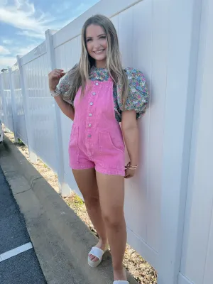Dani Overall Romper - Pink