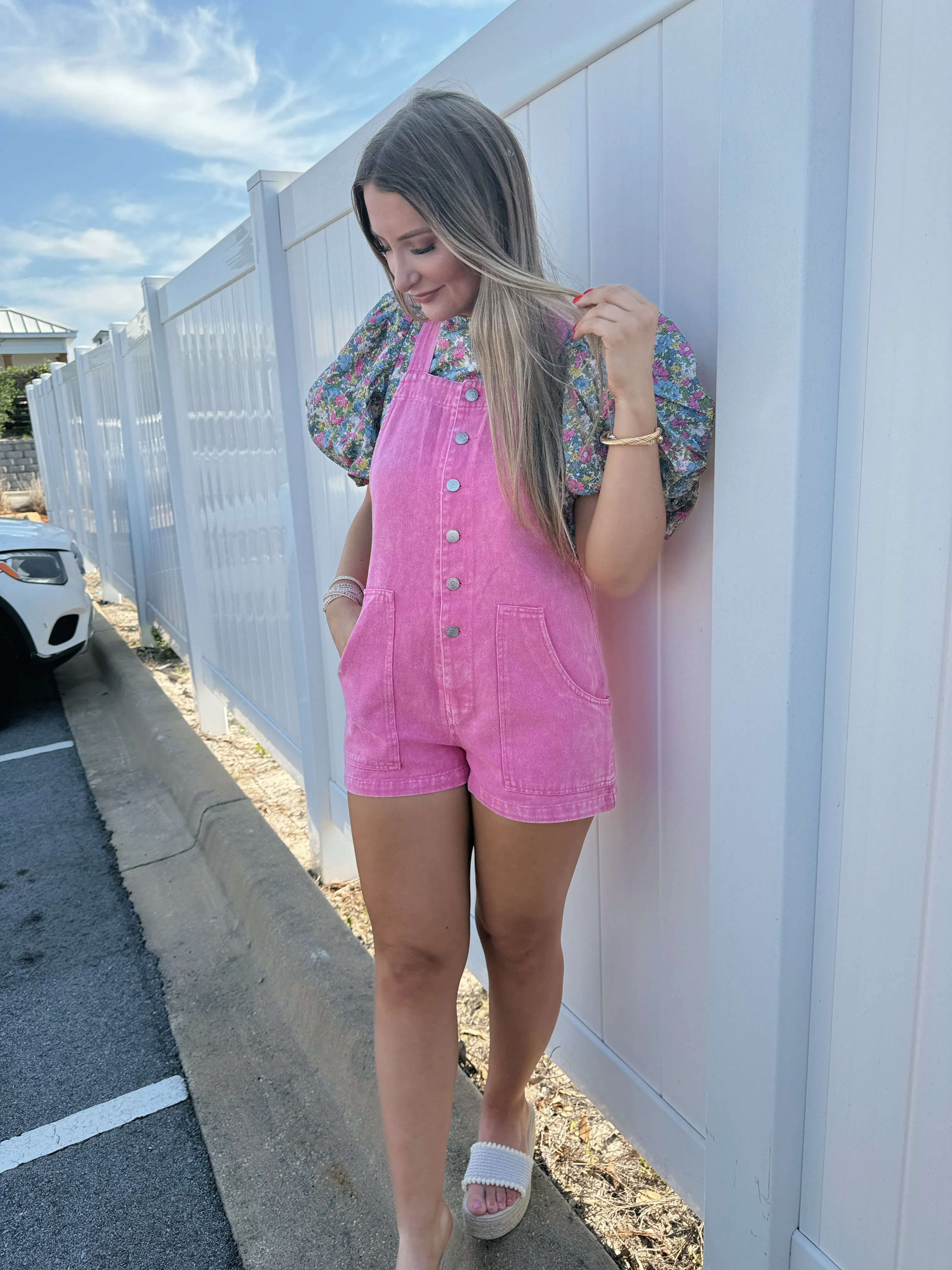 Dani Overall Romper - Pink