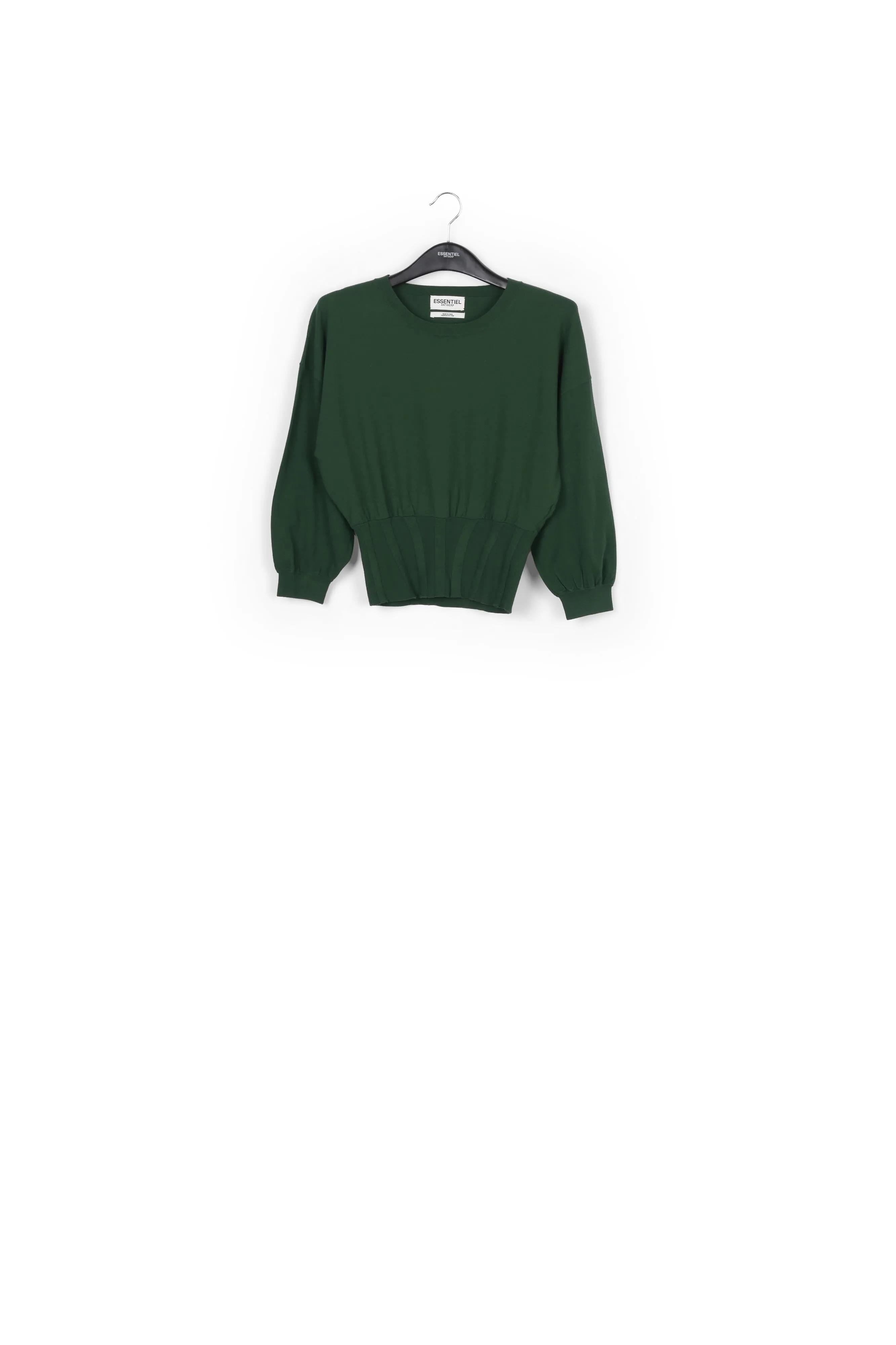 Dark green knitted sweater with fitted waist