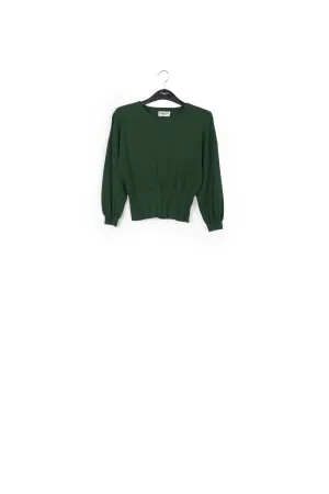 Dark green knitted sweater with fitted waist