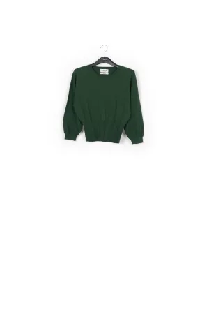 Dark green knitted sweater with fitted waist