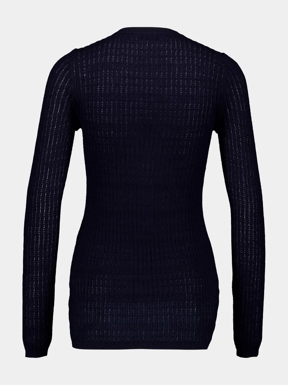 Dark Navy Emma Pointelle Knit Cardigan