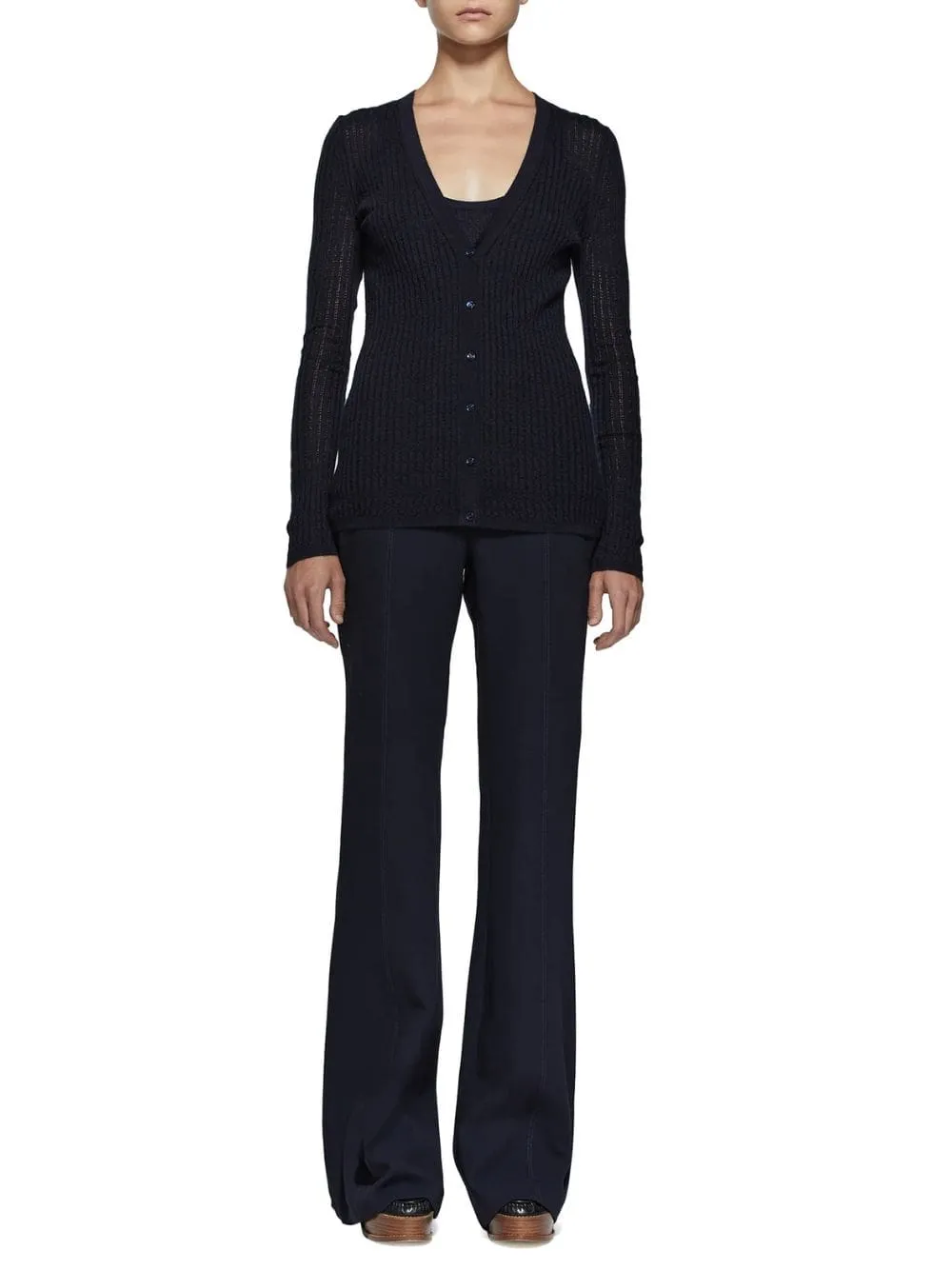 Dark Navy Emma Pointelle Knit Cardigan