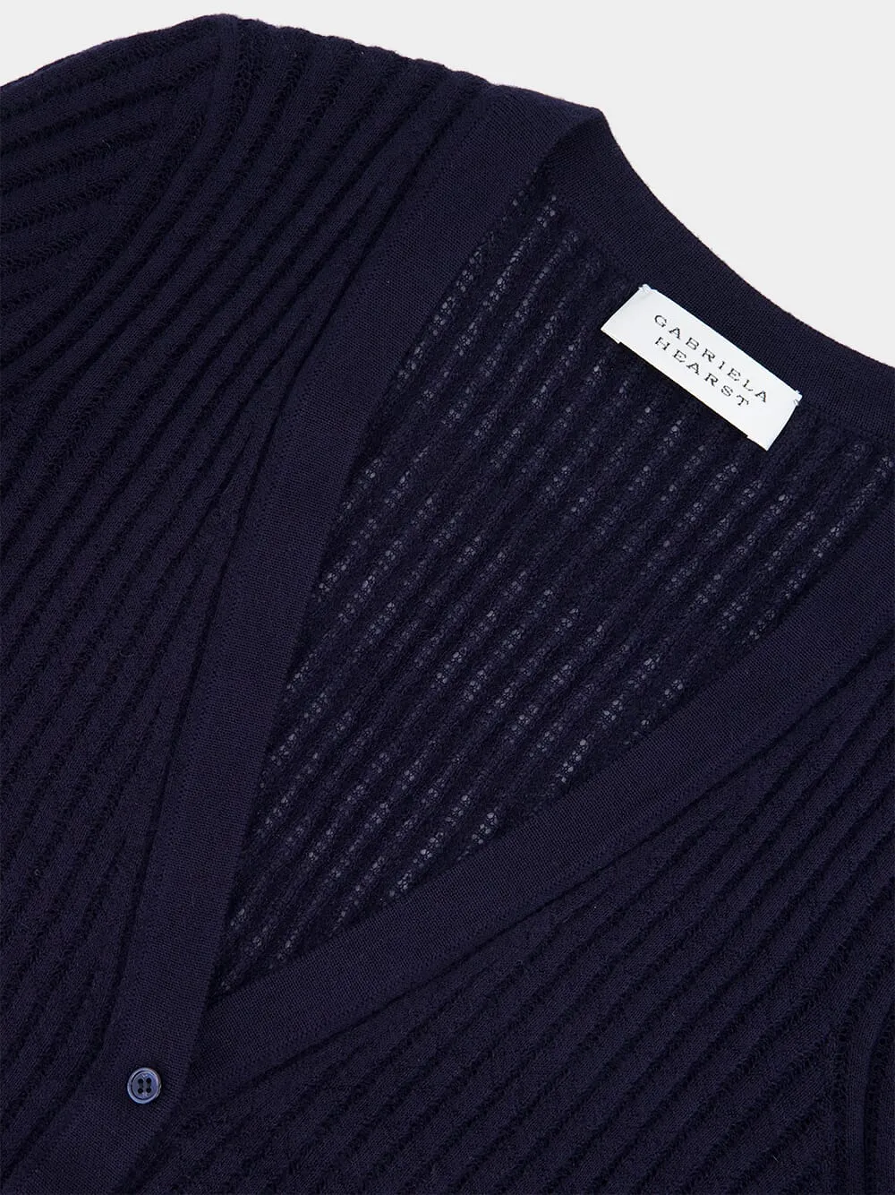Dark Navy Emma Pointelle Knit Cardigan
