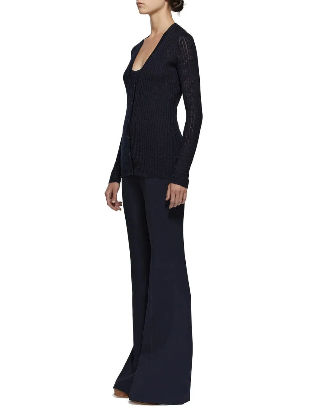 Dark Navy Emma Pointelle Knit Cardigan