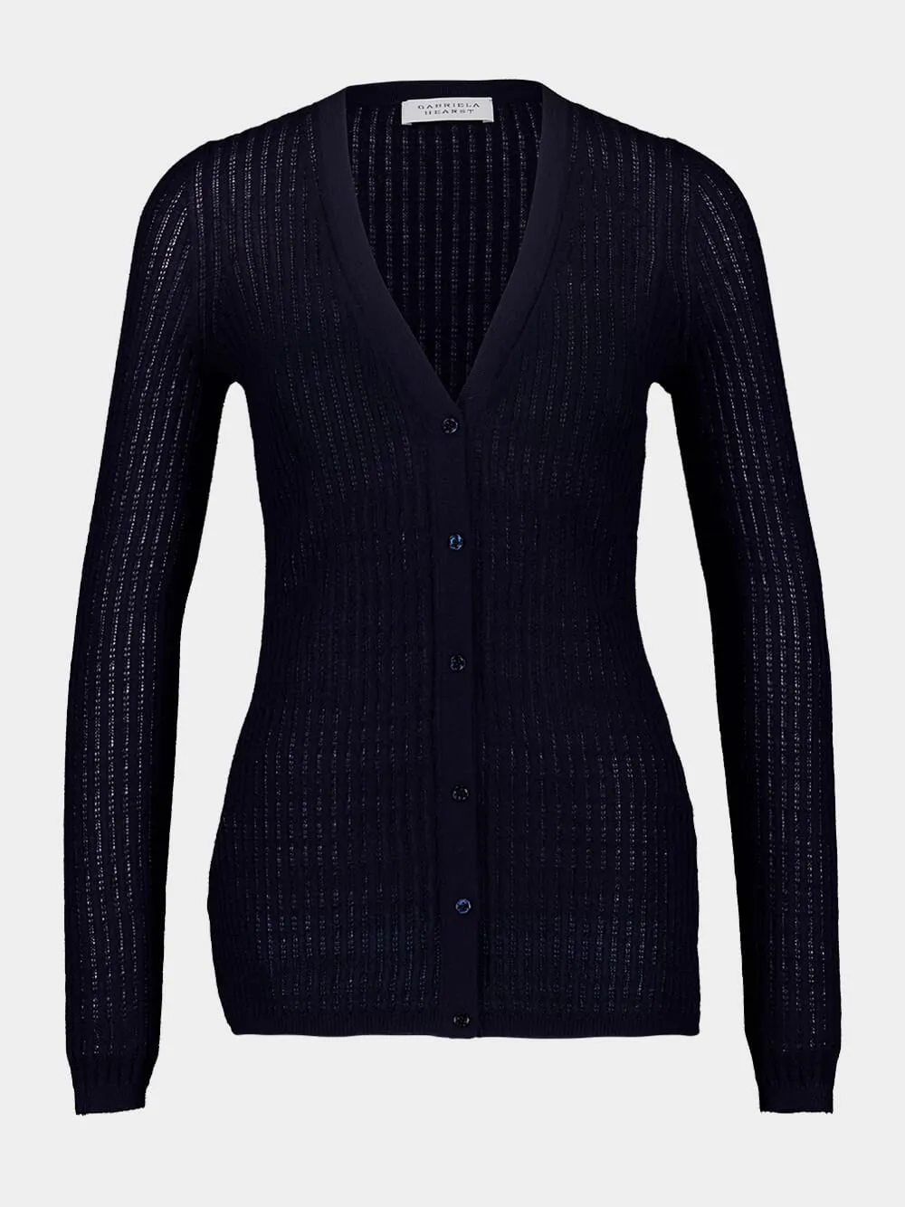 Dark Navy Emma Pointelle Knit Cardigan