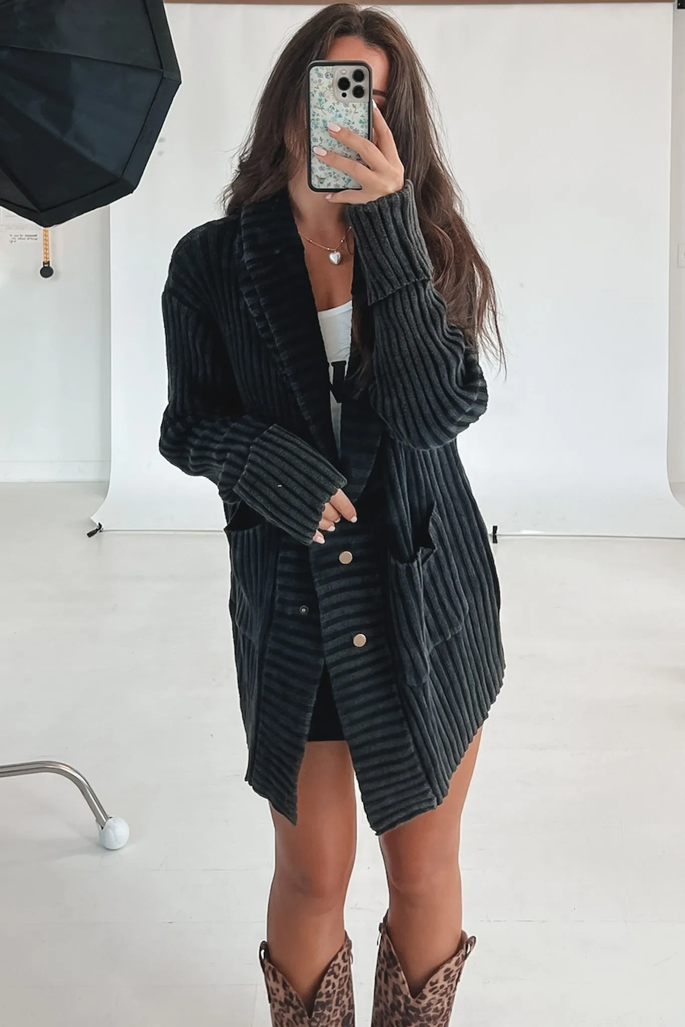 DEAL With A Side Of Comfy Washed Long Sleeve Sweater Cardigan
