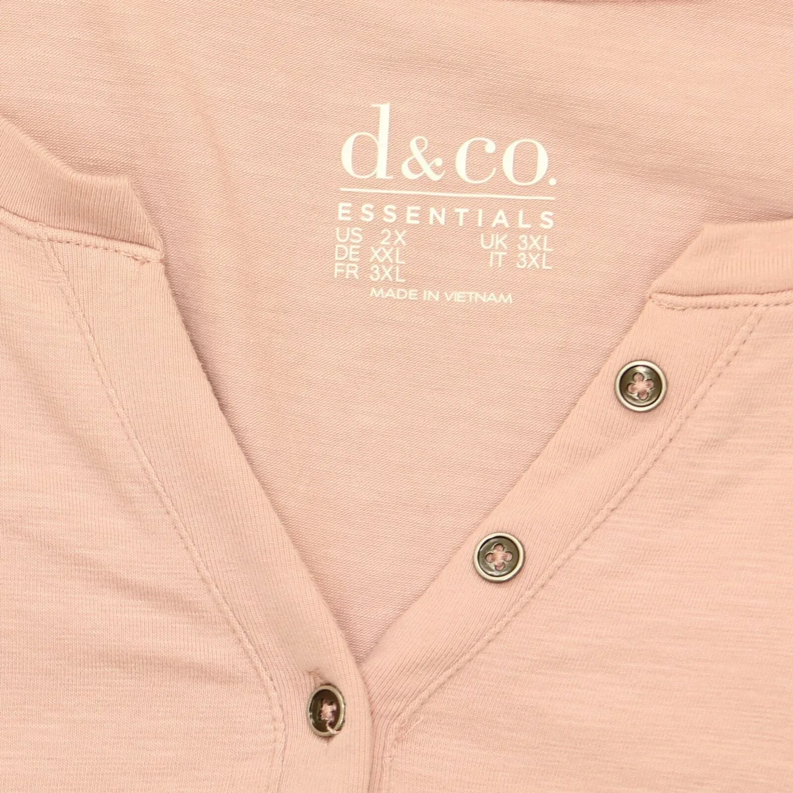 Denim & Co. Plus Size Elbow Sleeve Textured Knit Henley Top Mauve 2X