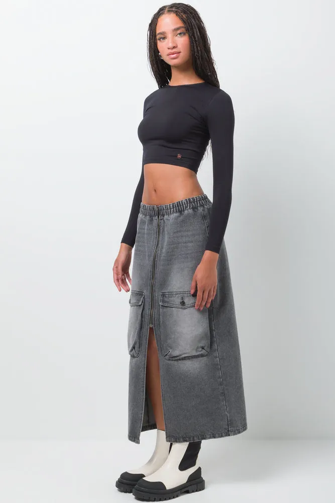 Denim Skirt Grey