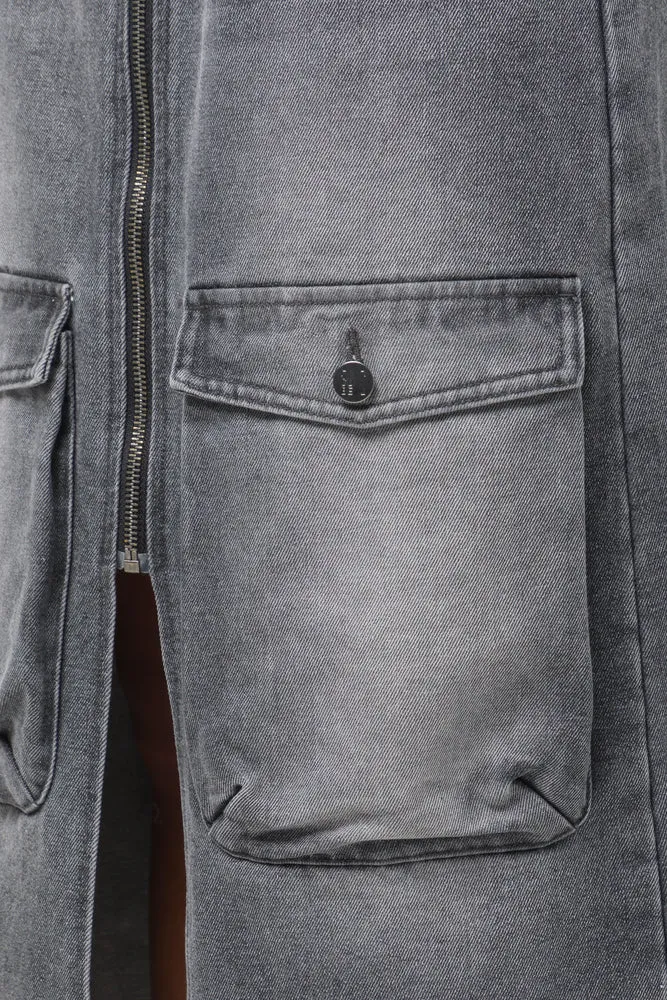 Denim Skirt Grey