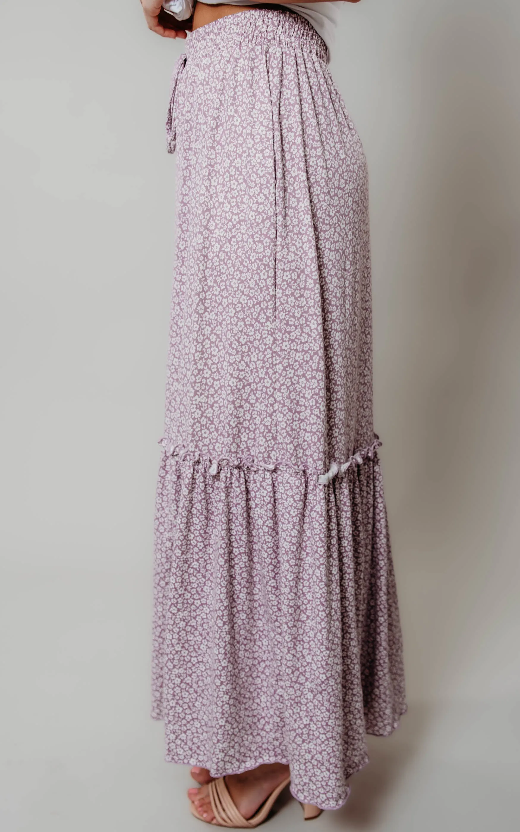 DITSY FLORAL PRINT MAXI SKIRT Lavender - Final Sale