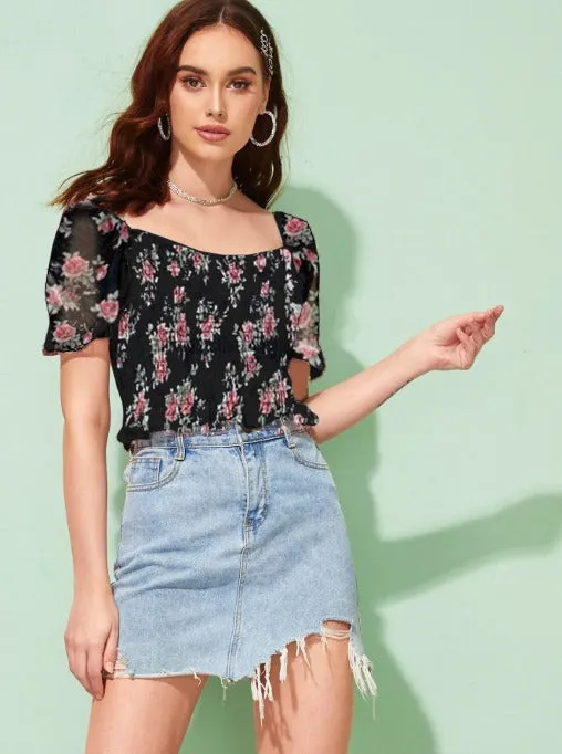 Ditsy Floral Shirred Top( CLEARANCE SALE