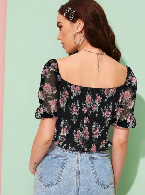 Ditsy Floral Shirred Top( CLEARANCE SALE