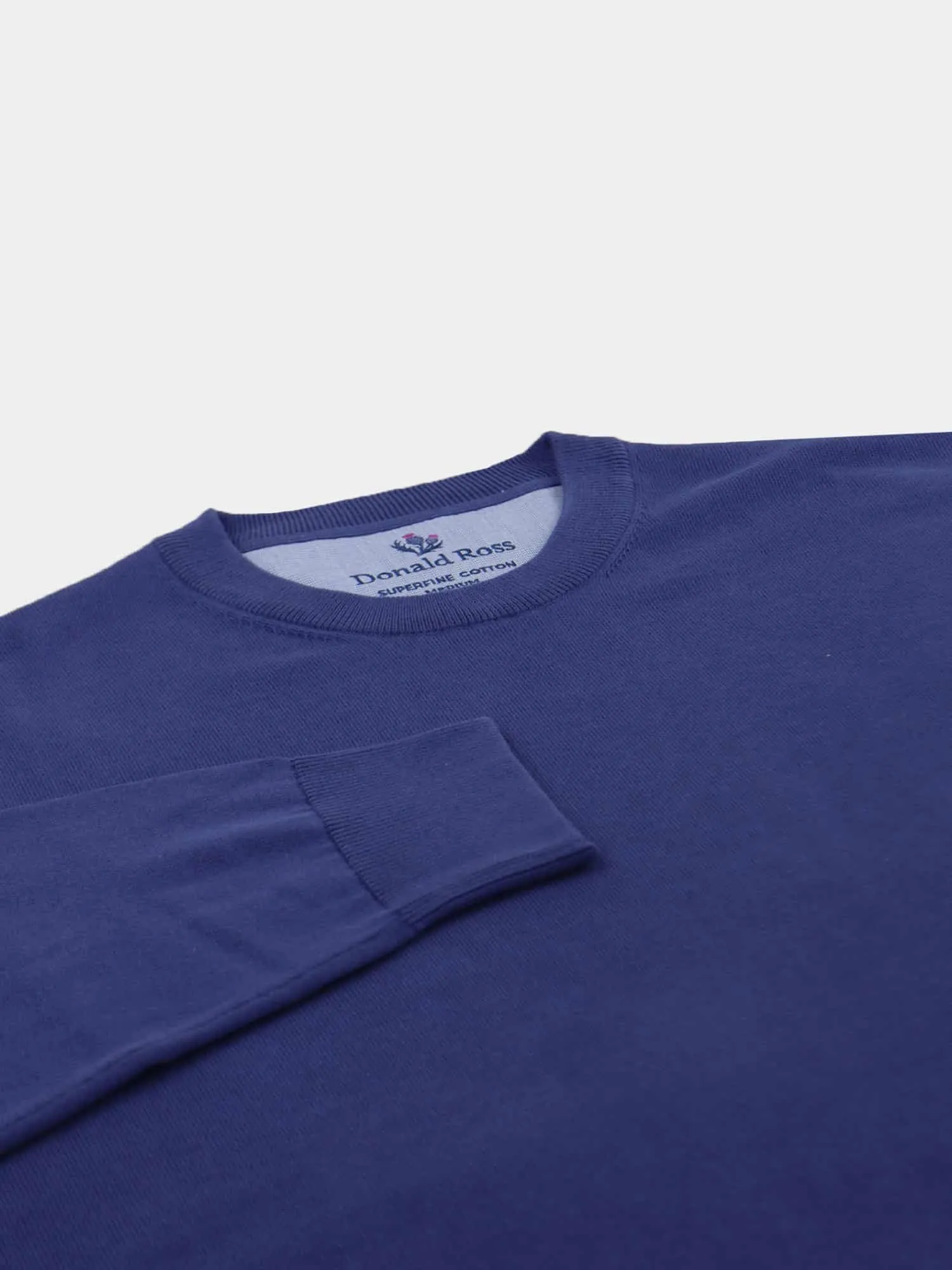 Donald Ross Mens SUPER GOLF SUPER FINE Cotton Crew Neck Sweater - NAVY