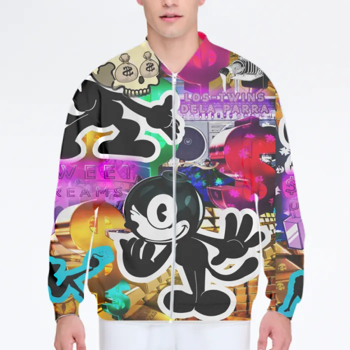Double Trouble Men's Sporty Hooded Long Sleeve Bomber Jackets