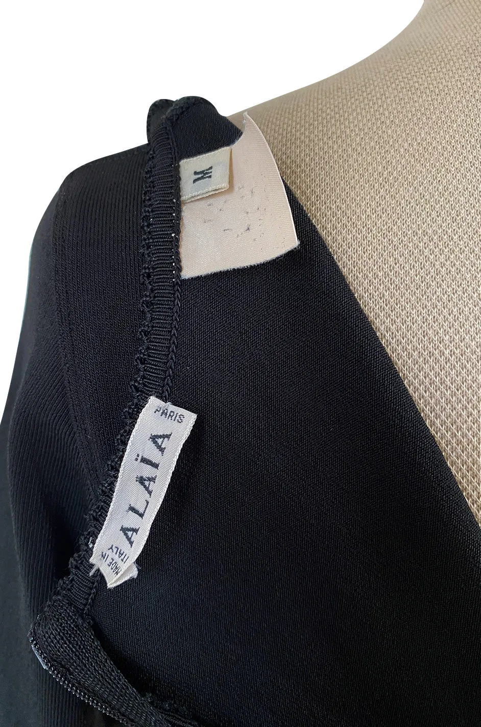 Early 1990s Azzedine Alaia Black Knit Mini Dress w Sheer Raised Edge Skirt & Boy Short Interior