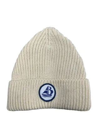 Ecru Arthur Beale Badge Beanie Hat (Pre-loved)