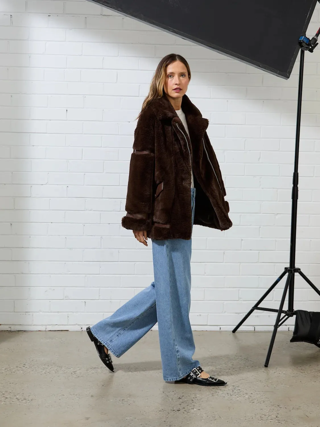 ENA Pelly II CLOVER Faux fur Jacket - Choclate