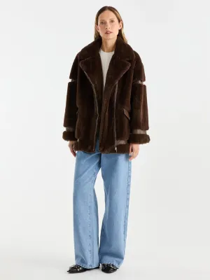 ENA Pelly II CLOVER Faux fur Jacket - Choclate