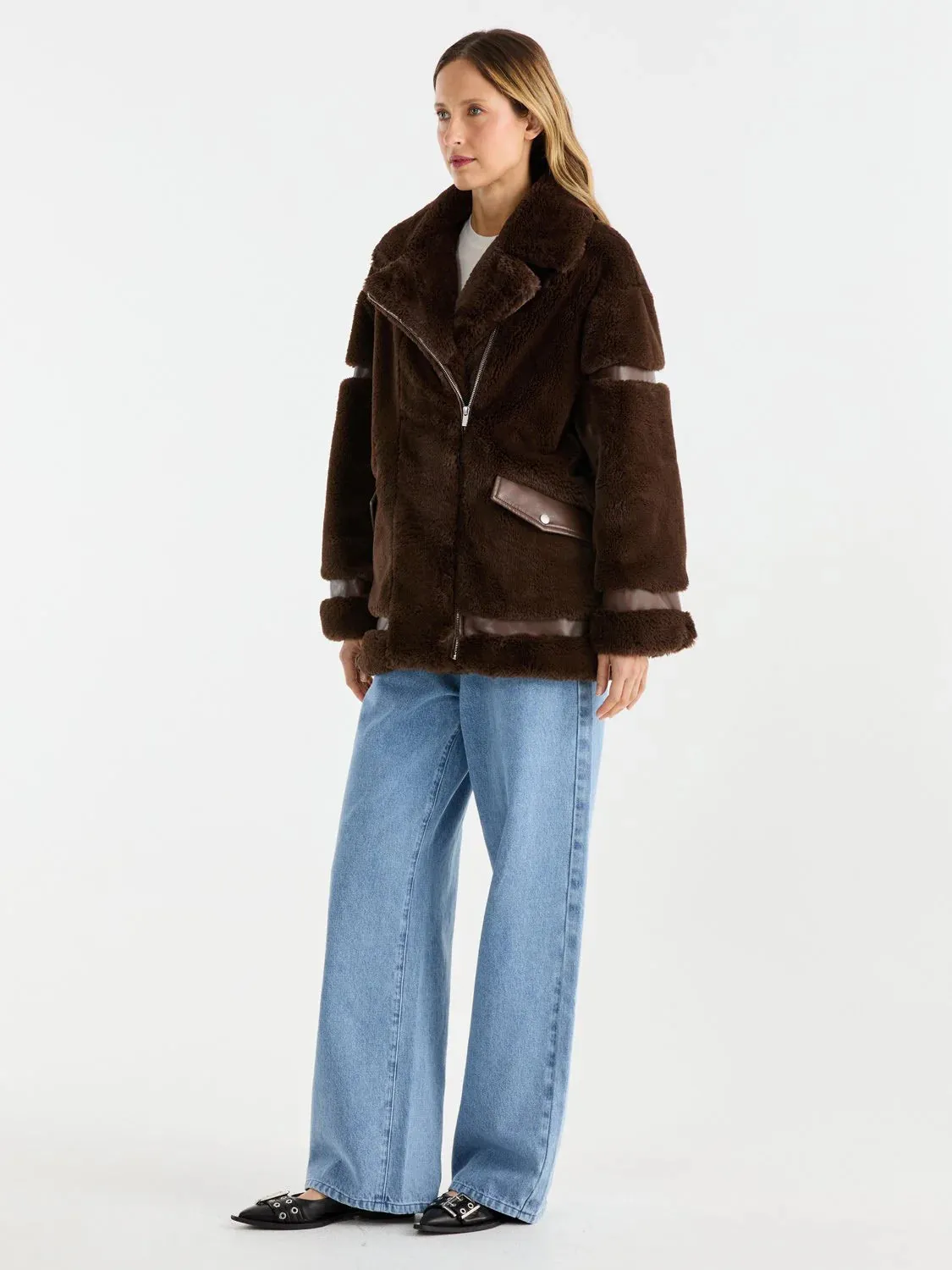 ENA Pelly II CLOVER Faux fur Jacket - Choclate