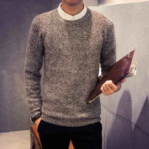 fashion men sweater autumn winter solid color casual Knitting round neck pullovers pull homme J1538