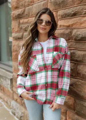 Festive Flair Red & Green Plaid Shacket